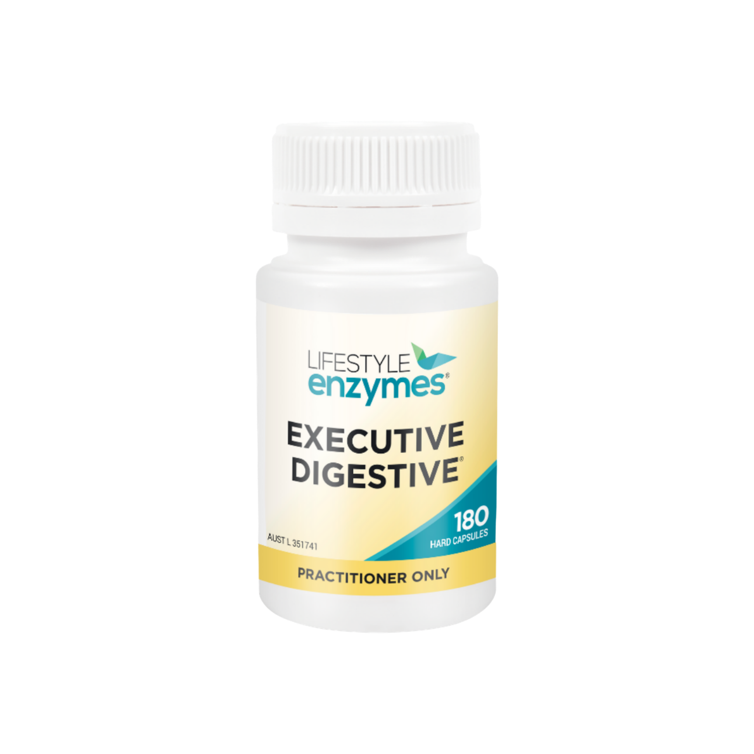 A supplement container of Executive Digestive (180 Caps) by Lifestyle Enzymes