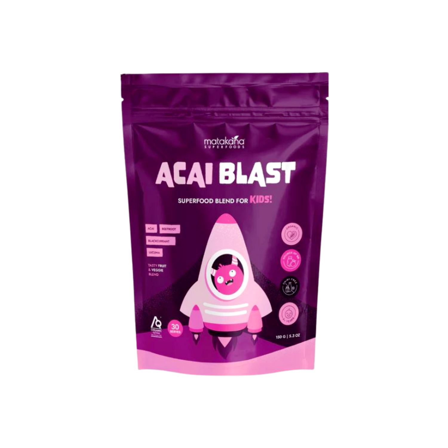 A supplement container of Acai Blast by Matakana Superfoods