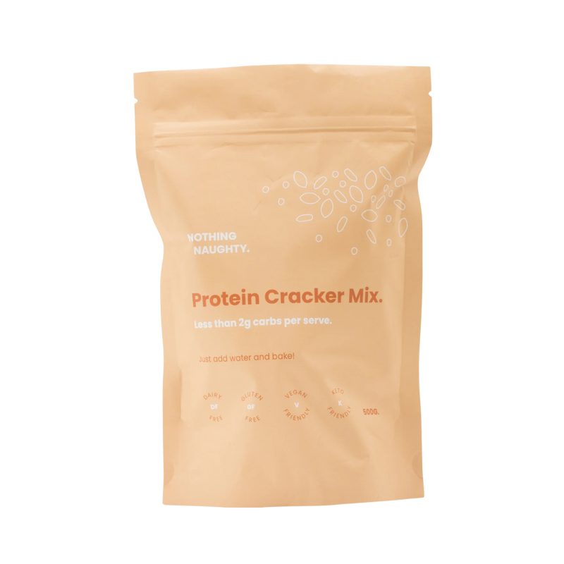 A Supplement container with the name Protein Cracker Mix by Nothing Naughty.