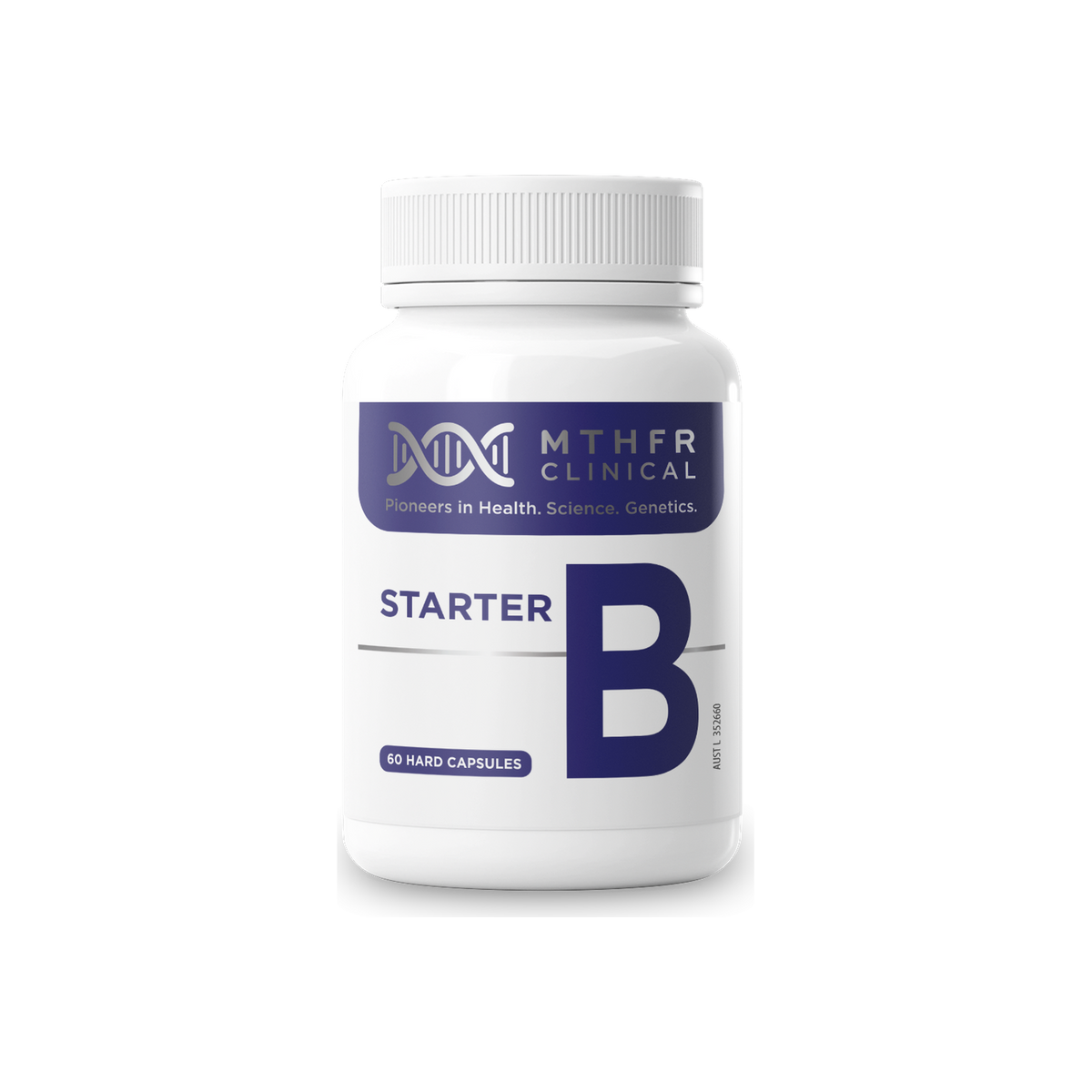 A supplement container of MTHFR (RN Labs) Starter B Caps by MTHFR Support