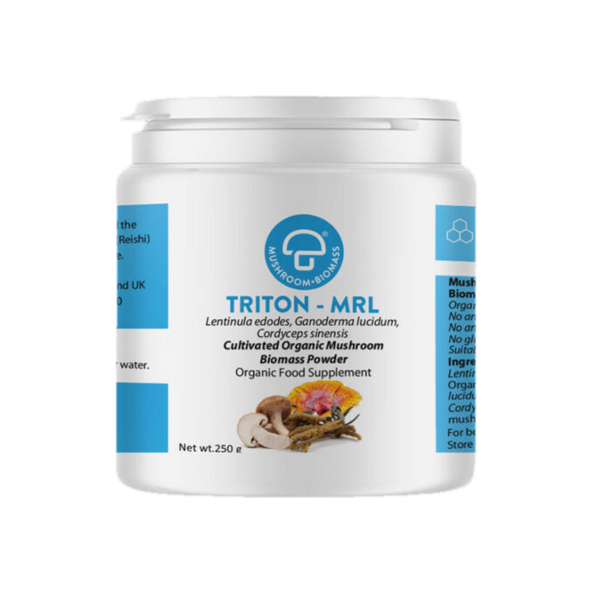 A supplement container of Triton-MRL 250g by Mycology Research Laboratories