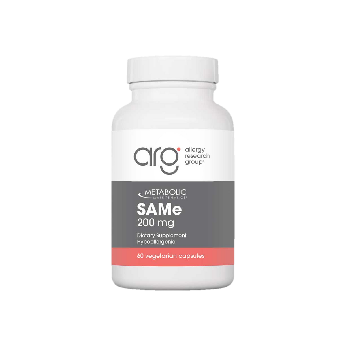 A supplement container of SAMe 200mg 60c by Metabolic Maintenance