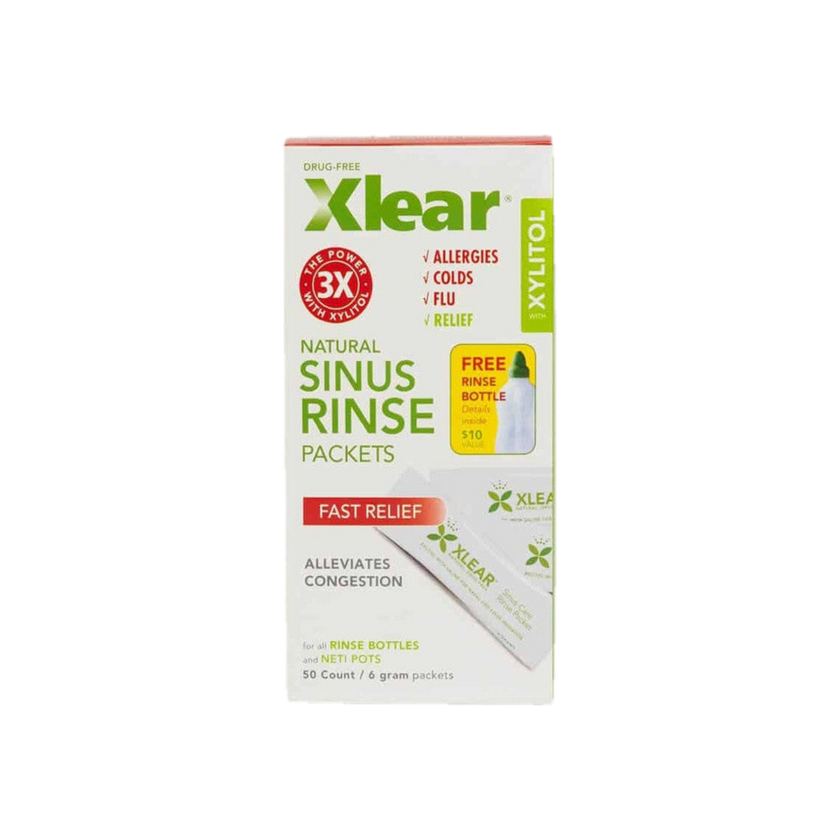 A supplement container of Sinus Rinse Solution Refills 50 packets by Xlear