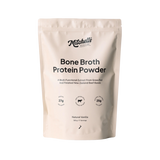 A Supplement pouch with the name Bone Broth Protein Powder (Natural Vanilla) by Mitchell's Nutrition.