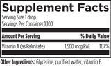Text listing the ingredients including Vitamin A, Palmitate, glycerine, purified water, vitamin E