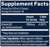 Text describing the ingredients: Vitamin B12 (as methylcobalamin) by Quicksilver.