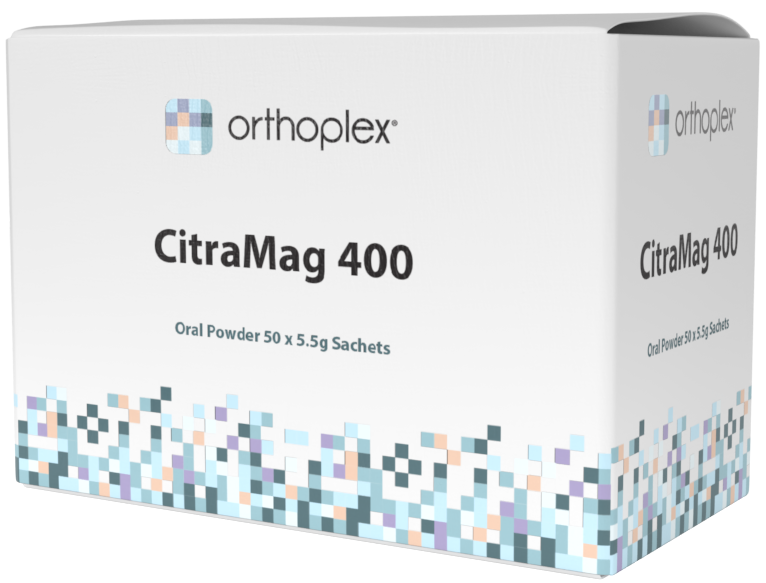 A supplement container of CitraMag 400 Sachets 50s by Orthoplex