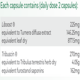 Ingredients: Liboost equivalent to Turnera diffusa extract equi leaf dry, Tribuscin equi to tribulus terrstris herb dry equi furostanol saponins.