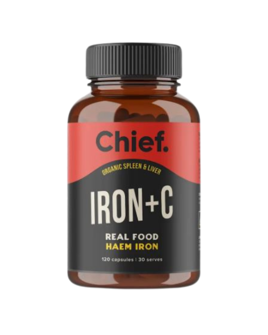A supplement container of Iron + C by Chief Nutrition