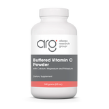 A Supplement container with the name Bufferede Vitamin C Powder by Allergy Research Group.