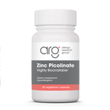 A Supplement container with the name  Zinc Picolinate by Allergy Research Group.