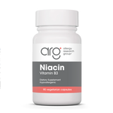 A Supplement container with the name Niacin Vitamin B3 by Allergy Research Group.