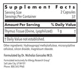 Text listing the ingredients including Thymus, Ovine, Lyophilized