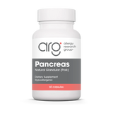 A Supplement container with the name Pancreas (Pork 60 Vegetarian Caps) by Allergy Research Group.