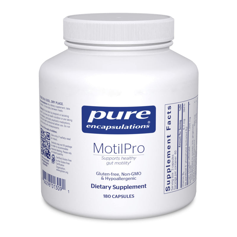 A Supplement container with the name MotilPro by Pure Encapsulations.