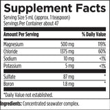 Text describing the ingredient: Magnesium, Chloride, Sodium Potassium, Sulfate, Boron, Concentrated seawater complex