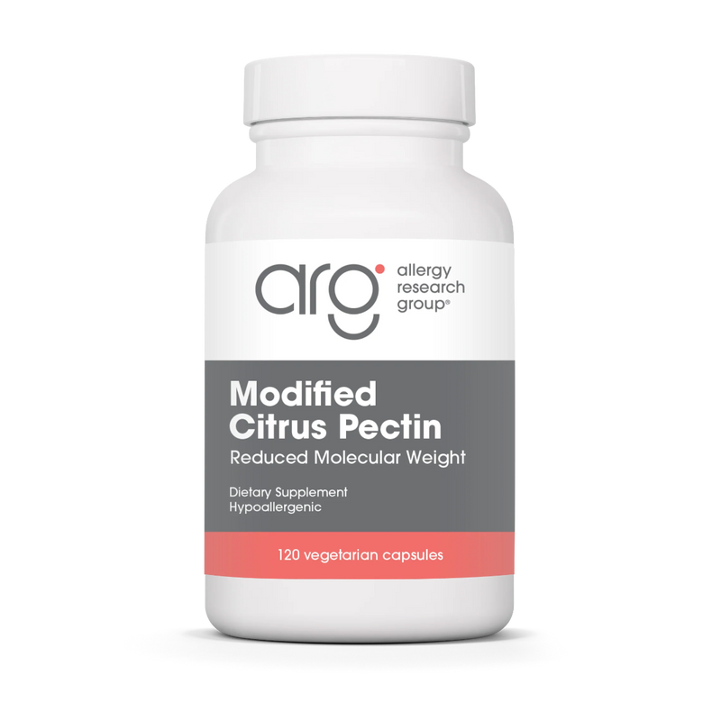 A Supplement container with the name Modified Citrus Pectin by Allergy Research Group.
