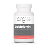A Supplement container with the name Laktoferrin by Allergy Research Group.