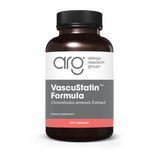 A Supplement container with the name VascuStatin by Allergy Research Group.
