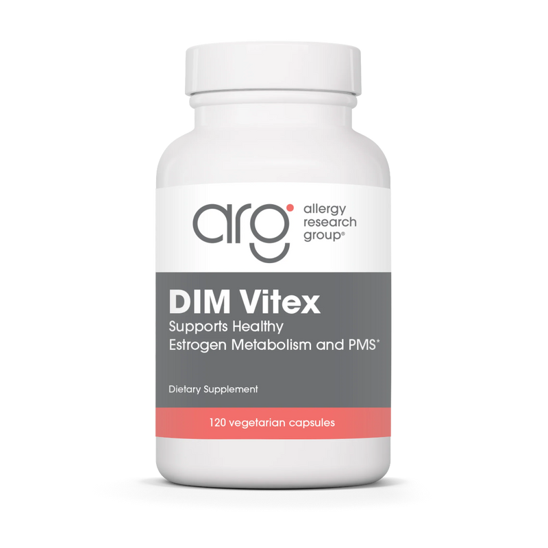 A Supplement container with the name DIM Vitex by Allergy Research Group.