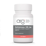 A Supplement container with the name Nattokinase 100mg (60 caps) by Allergy Research Group.