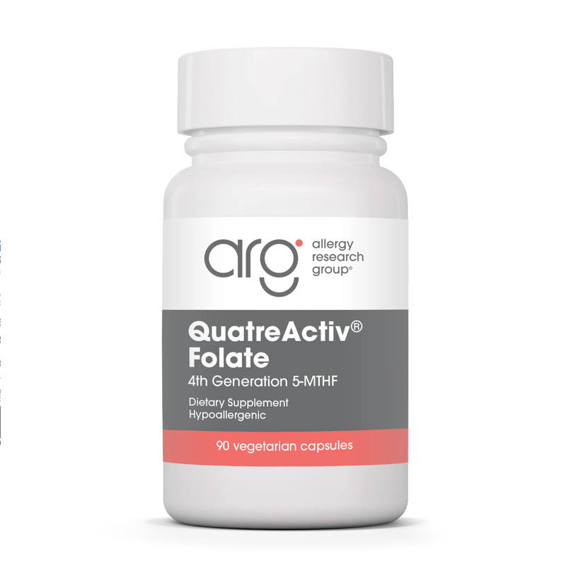 A Supplement container with the Name QuatveActive Folate by Allergy Research Group.