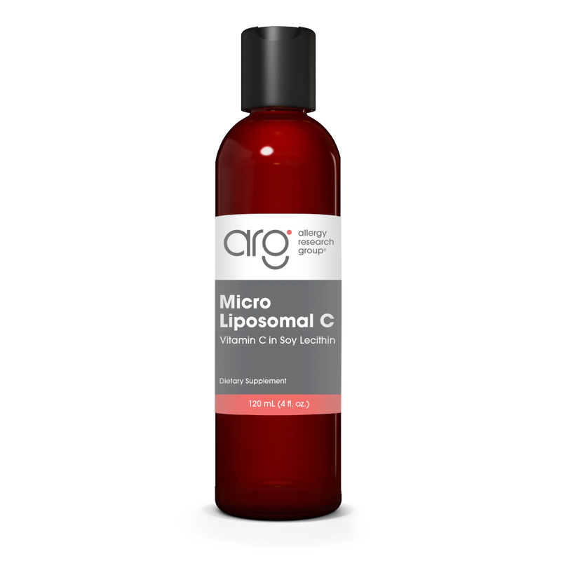 A supplement container with the name Micro Liposomal C by Allergy Research Group.