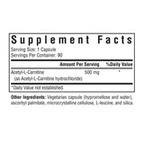 Ingredients including Acetyl-L-Carnitine Hydrochloride.