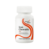 A Supplement container with the name Iron Chewable Tablets by Seeking Health.
