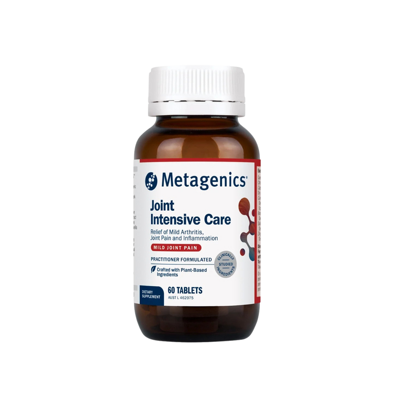 A Supplement container with the name Joint Intensive Care (Formerly Inflavonoid Intensive care) by Metagenics.