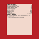 Ingredients including Hydrolysed collagen, FORTIGEL, Glucosamine sulfate ptassium chloride, Dimethyl sulfone, OptiMSM,Colloidal anhydrous silica, Colecalciferol, Vitamin D3, Borax, Sodium Borate, Boron, Phytomenadione, Vitamin K1.