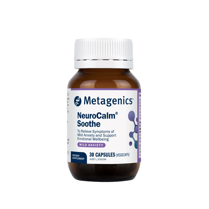 A supplement bottle called NeuroCalm Soothe by Metagenics.