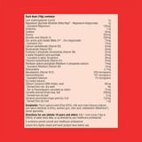 Ingredients including Larix arabinogalactan (Larch),  Magnesium glycinate dihydrate (meta mag) Magnesium bisglycinate, Glutamine, Cysteine, Taurine, Ascorbic acid, Vitamin C, Zinc amino acid chelate, Meta Zn, Zinc bisglycinate, Calcium pantothenate, Vitamin b5, Nicotinamide, Vitamin b3, Pyridoxal 5-phosphate monohydrate, vitamin b6, d-alpha Tocopheryl acid succinate, D-alpa-Tocopherol, Thiamine hydrochloride, vitamin b1, Riboflavin sodium phosphate, Vitamin b2, Betacarotene, Mecobalamin, Vitamin b12,