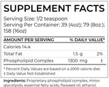 Text describing the ingredients: Phospholipid Complex 1300mg