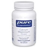 A Supplement container with the name Calcium Magnesium (Citrate) 180 Caps by Pure Encapsulations.