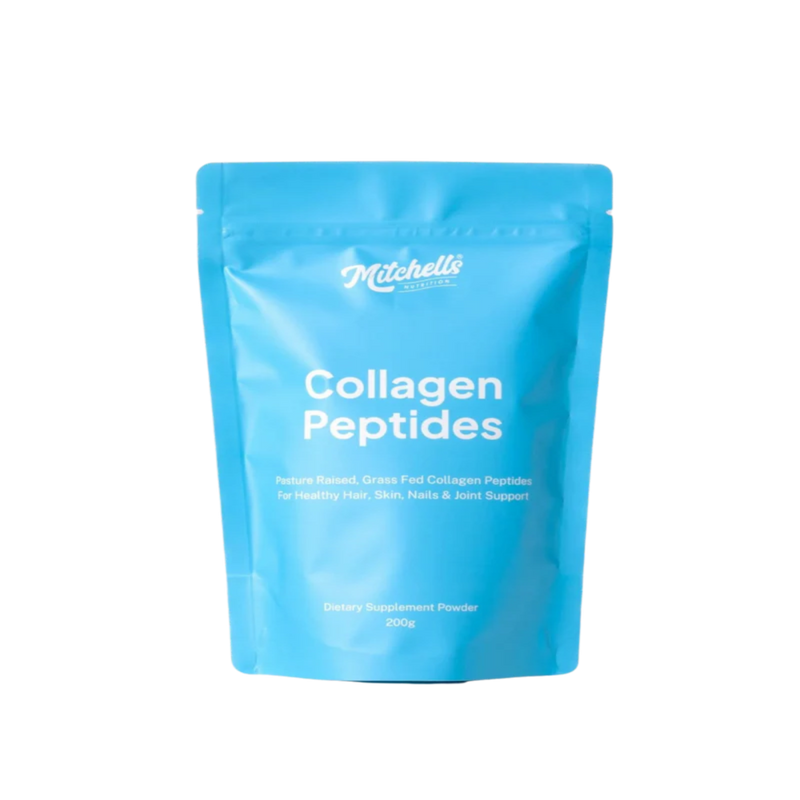 A Supplement Pouch with the name Collagen Peptides by Mitchell's Nutrition.
