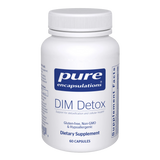 A Supplement container with the name Dim Detox by Pure Encapsulations.
