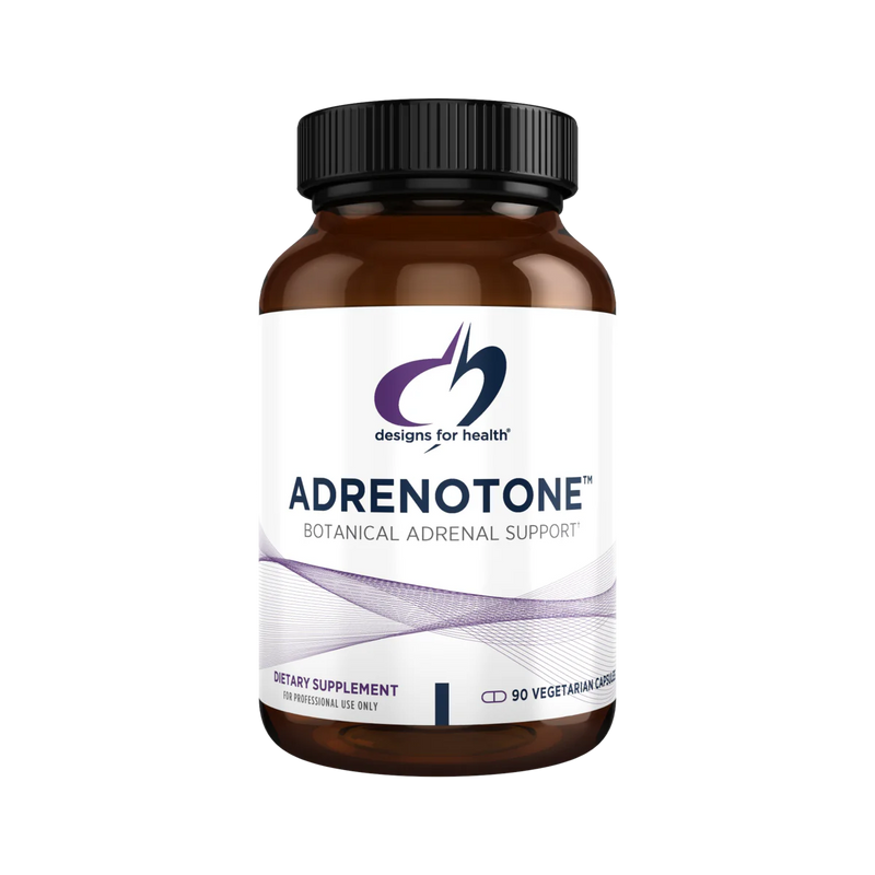 A Supplement container with the name Adrenotone by Designs for Health.