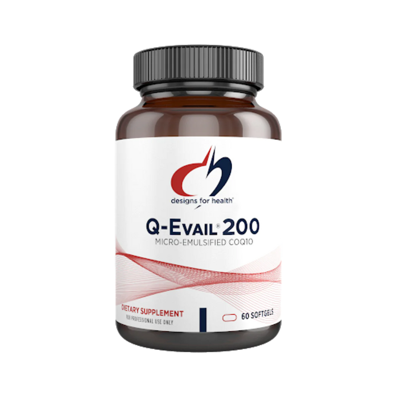 An image of a supplement called Q-Evail 200 by Designs for Health 60 softgels