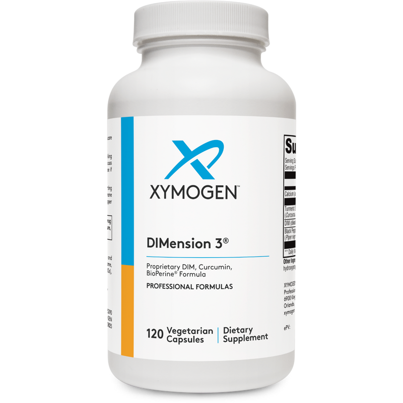 A Supplement container with the name DIMension 3 by Xymogen.