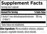 Text describing the ingredients: 3-Acetyl-7-oxo-dehydroepiandrosterone,
Microcrystalline cellulose, cellulose (capsule), vegetable stearate, silicon dioxide