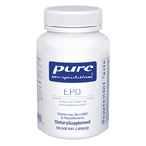 A Supplement container with the name E.P.O (Evening Primrose Oil) by Pure Encapsulations.