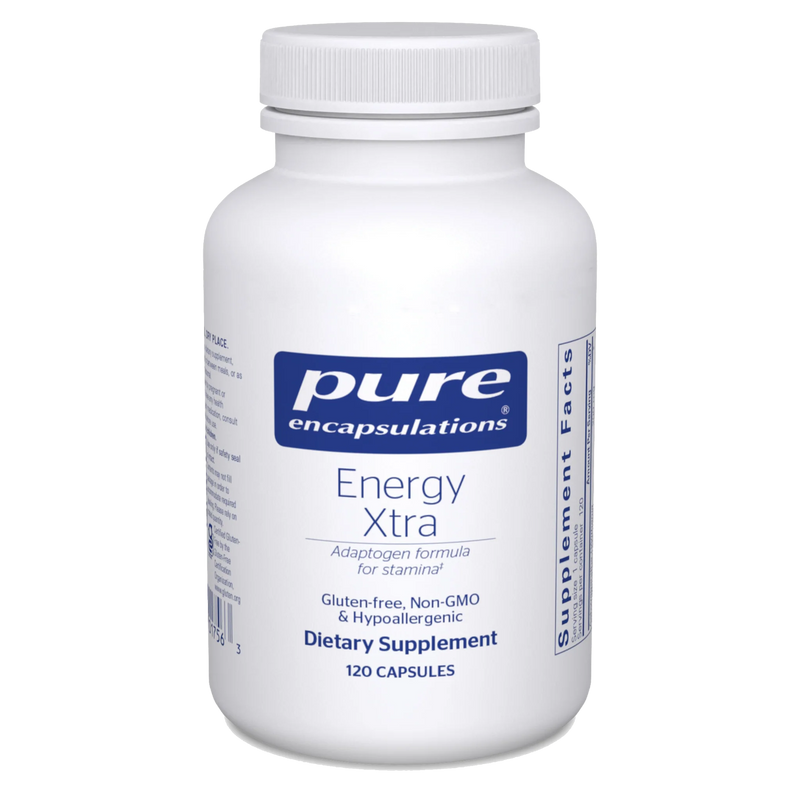 A Supplement container with the name Energy Xtra by Pure Encapsulations.