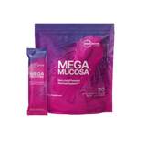 A Supplement ouch with the name MegaMucosa Powder berry Acai Stick packs (30) by Microbiome Labs.