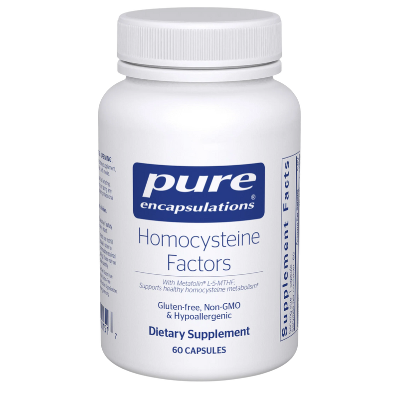 A Supplement container with the name Homocysteine Factors by Pure Encapsulations.