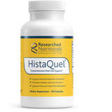 A Supplement container with the name HistaQuel by Researched Nutritional.