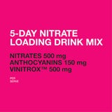 5-Day Nitrate Loading Drink Mix Ingredients: Nitrates 500mg, Anthocyanins 150mg, Vinitrox 500mg.