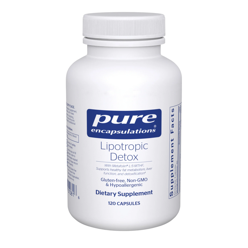 A Supplement container with the name Lipotropic Detox by Pure Encapsulations.