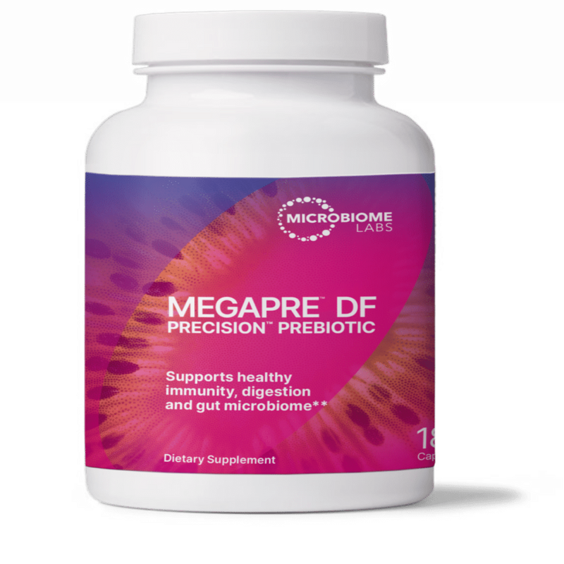 A Supplement container with the name Megapre DF by Microbiome Labs.