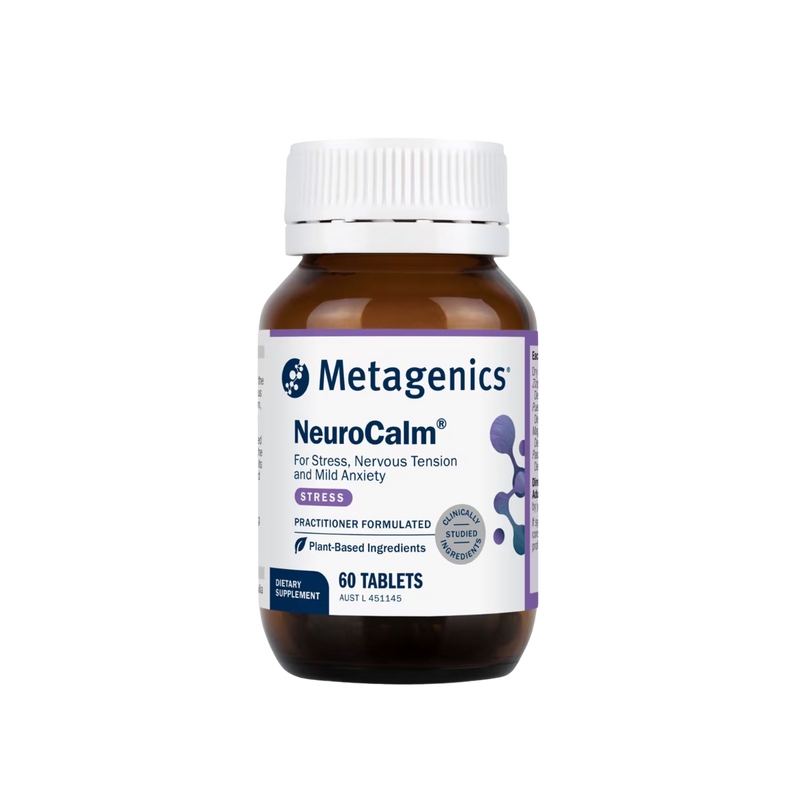 A Supplement container with the name NeuroCalm by Metagenics.